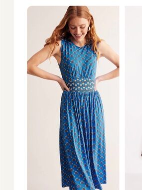 BODEN blue sleeveless midi dress 10R